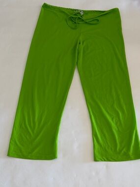 Green Wide-Leg Swimsuit Beach Cover-up Pants with Drawstring